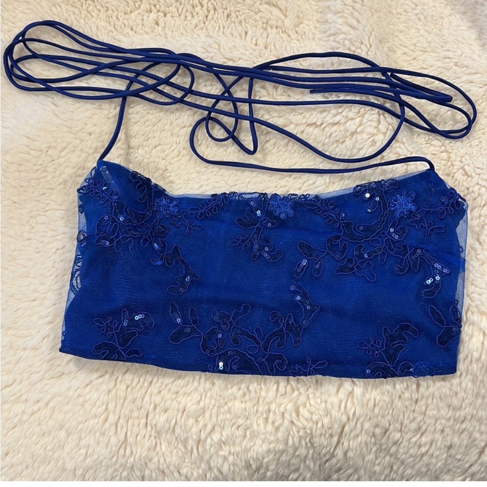 Lucy in the Sky Blue Sequin Crop Top